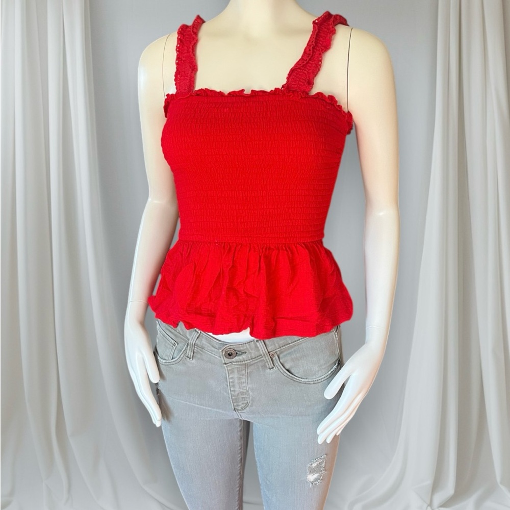 Red Ruffle peplum top - Picture 2 of 8